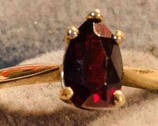 Pear shaped garnet 14K January birthstone