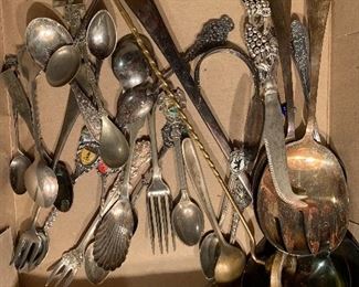 Silver plated and souvenir spoons
