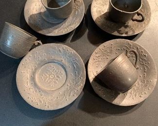 Pewter child's cup and saucer toys