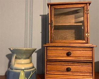 Miniature China cabinet; art pottery