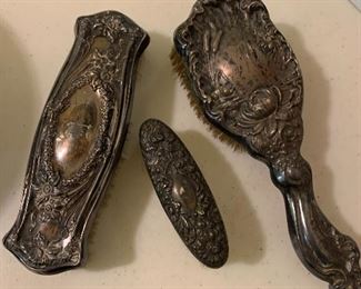 Old silver dresser set