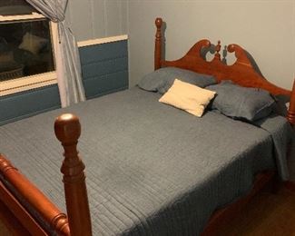 Blue bedspread; sets of queen sheets