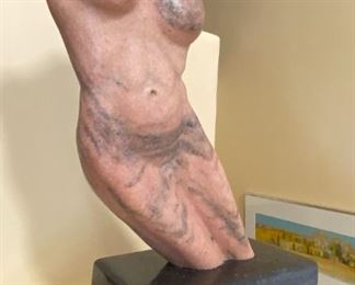 Sculpture "Pink Torso" by Tim Rider, Pink Marble.                                 Dimensions: 22" h  x 18" w