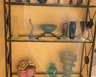 Glass and iron shelf unit 