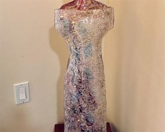 "The Muse", glass, plexi, and cherry wood base sculpture by Peter Esdaile, Norway.  160cm