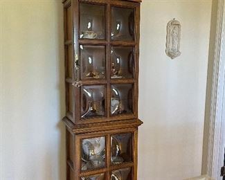 Very nice vintage hallway cabinet with convex glass...