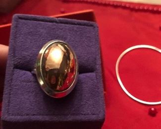 just polished retired james avery copper and sterling ring  size approx. 6 .25  price $ 100