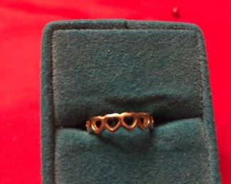 14 k gold  james avery tiny hearts ring size approx. 4.5 mint also just polishsed and like new- $125