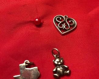 james avery teddy charm      texas charm     small heart -all sterling. most if not all retired     teddy bear $26