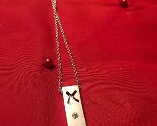 tiffany sterling necklace w/ tiny diamond-$59