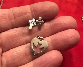 Retired Avery tiny cross post earrings $40 retired  descending dove in heart charm $29