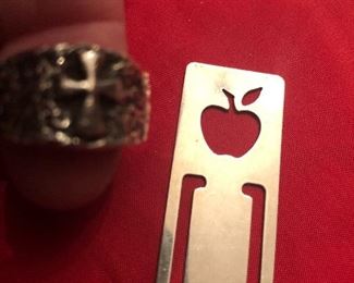 retired sterling avery apple bookmark $26     avery cross ring -to be priced if any one wants more info- 