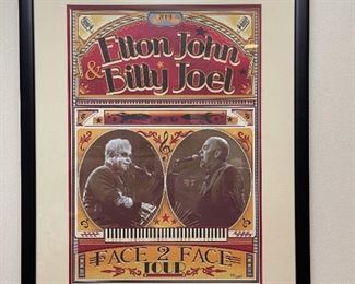 ELTON JOHN & BILLY JOEL "Face 2 Face" Tour Limited Edition Poster Framed and Matted - 101/2000
