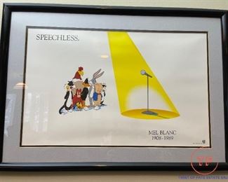 SPEECHLESS Mel Blanc Tribute Framed and Matted Lithograph 