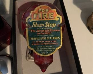 SHUR-STOP Fire Grenade with Original Hanger and Metal Sign