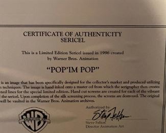 Warner Bros "POP I'M POP" Limited Edition Sericel 262/2500