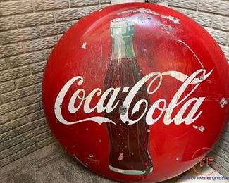 Large 1950's COCA-COLA 48" Metal Button Display
