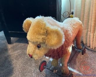 Antique STEIFF Pull Toy Lion Cub - Originally Displayed in FAO SCHWARZ in NYC