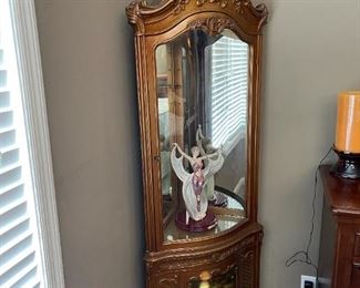 French Provincial Corner Curio Cabinet