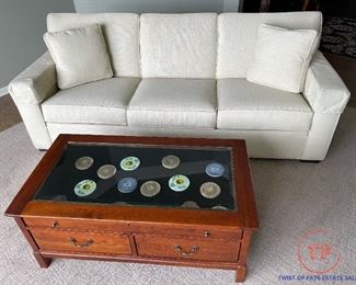Ethan Allen Sofa and BOB TIMBERLAKE by Lexington Mission Style Display Coffee Table