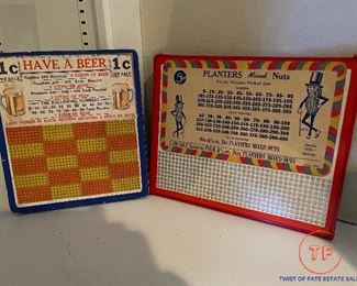 Vintage Punch Board Bar Game Boards