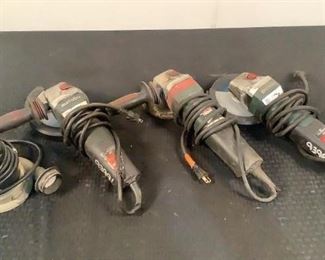 Located in: Chattanooga, TN
MFG Metabo
Power (V-A-W-P) 120 Volts
Angle Grinders and Orbit Sander
(1) 5" Angle Grinder
MFR - Metabo
120 Volts
(1) 6" Angle Grinder
MFR - Metabo
120 Volts
(1) Unmarked Angle Grinder
MFR - Metabo
120 Volts
(1) 5" Random Orbit Sander
MFR - Porter Cable
Model - 333
120 Volts

**Sold as is Where is**
Tested Works