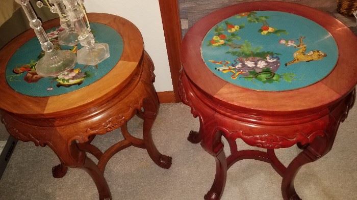 SUNDAY 50% OFF ALL REMAINING ITEMS!!
Large 3 Day Estate Sale. House, basement and garage FULL!! Vintage Chinese carved rosewood cloisonne side tables