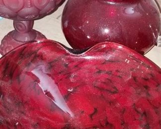 Murano Italy Venetian red glass bowl