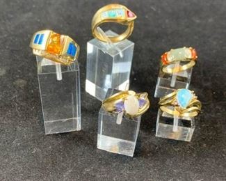 14K Gold Rings Set 4. Set of 5 Rings