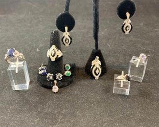 14K White Gold Ring, Earring . Pendant Collection