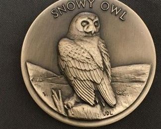 35.9 Grams .925 Sterling Silver Longines Art Silver Round Coin - SNOWY OWL