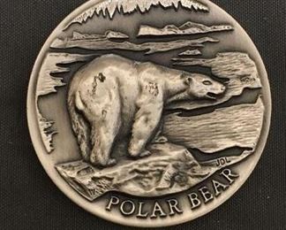 35.0 Grams .925 Sterling Silver Longines Art Silver Round Coin - POLAR BEAR