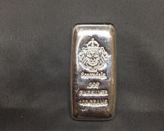 100 Gram .999 Fine Silver Scottsdale Silver Bullion Poured Bar