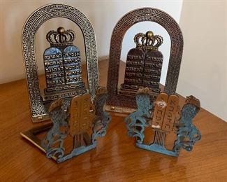 Judiaca Bookends - two sets. Large set made in Israel. Smaller set has slight wear. 