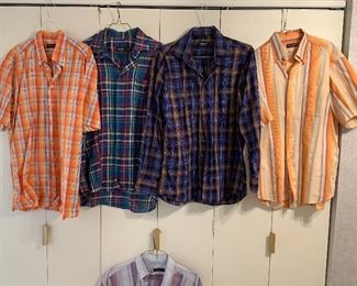 Five Men's Shirts by St. Croix (Made in Italy) All are size large and four are made of cotton and one is 100% linen. All in very good condition. Nice quality shirts made in Italy. 