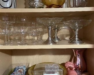 Glassware and Sterling Bottom Compotes