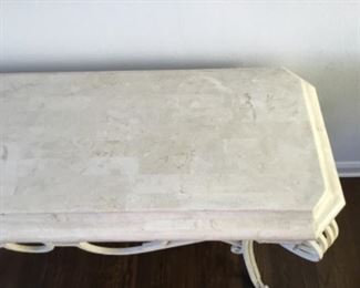36- Console iron base with composite top, granite alike. 54"W x 18"D x H 32" - $275 - REDUCED TO $175