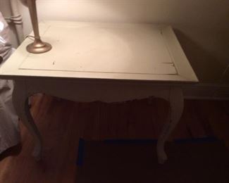 48- Side cream table $75 need some TLC - REDUCED TO $50
