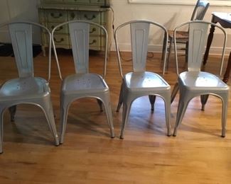 49- Set of 4 grey metal chairs $200 -REDUCED TO $150