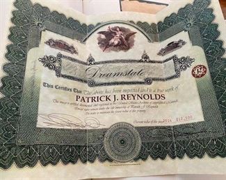 Patrick Reynolds painting certificate