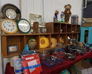 clocks, new sheets, pots and pans, decor, food storage