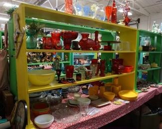 red glass, Pyrex large nesting bowl