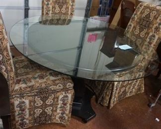 table with glass stop, 3 chairs