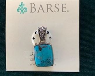$25  New Barse sterling and turquoise (reverses to black onyx) pendant
