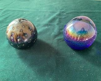 **Now $15** $25 ea  Quintin Lake art glass paperweights, 1986 and 1990