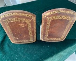 **Now $10** $20   Set of vintage gilt leather bookends