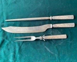 **Now $10** $25   3 piece vintage silverplate Montgomery Ward carving set