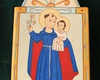 $65   St Anthony retablo by Johnny Lorenzo 2018, 10" x 7 1/2"