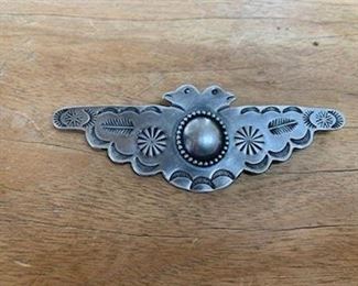 $165   Fred Harvey double head thunderbird pin, 3 7/8"
