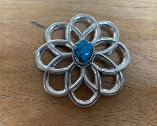 **Now $60** $120  Vintage 2 1/2" sandcast pin EAB (Eddie Beyuka Zuni 1920-2002?)